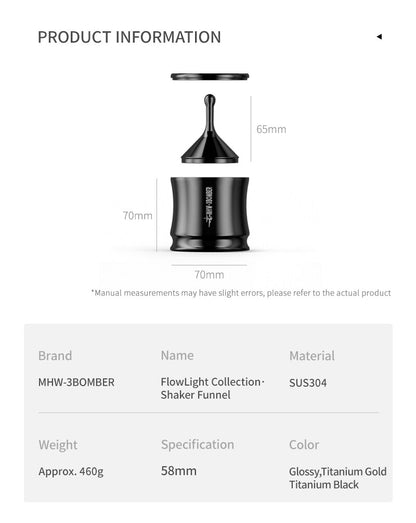MHW-3Bomber FlowLight SUS304 All Metal Dosing Funnel 58mm